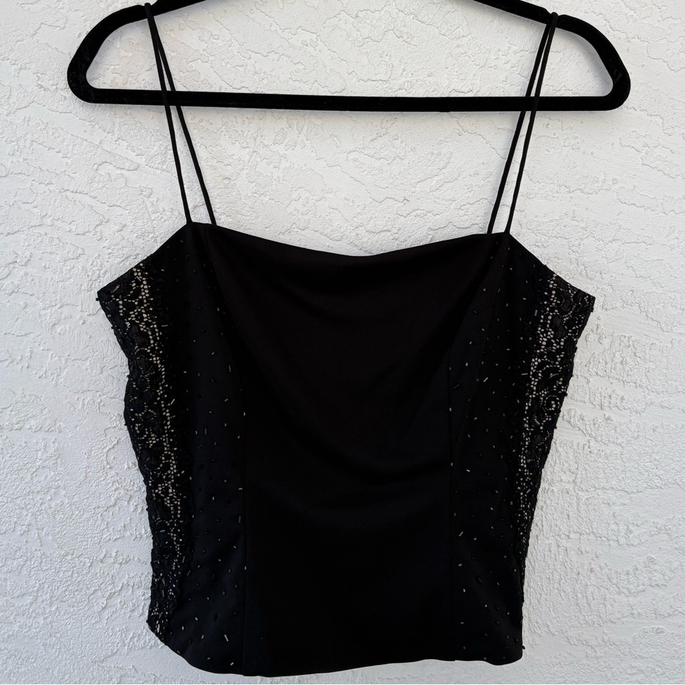 Niki Vintage Beaded Evening Tank Top Size 10 Lace Spaghetti Strap - Picture 3 of 7